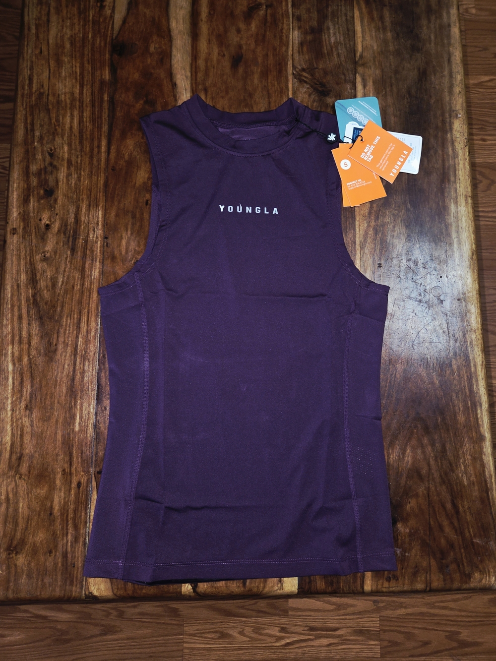 YoungLA Men's Plum Sleeveless Athletic Muscle Tee. Size Small